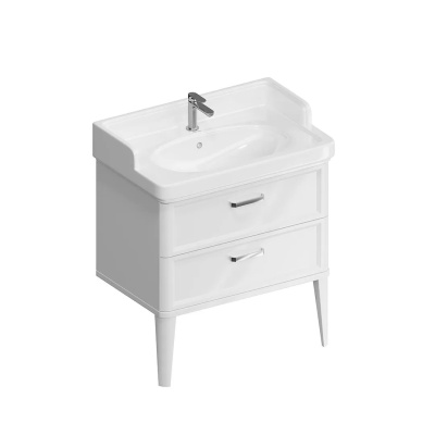 PO.M.80.2\WHT Тумба POMPEI напольная с 2 ящиками 80, белая глянцевая																																																																		