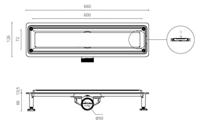 Душевой трап CTESI FLOW LINE 60 см.