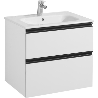 Комплект тумбы Roca Domi 60 с раковиной и смесителем, белый глянец ZRU9307581