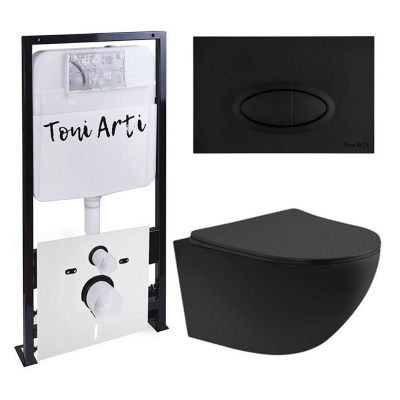 Комплект TONI ARTI TA-01 + Russi с сиденьем с микролифтом, черный, с клавишей Freto TA-0054