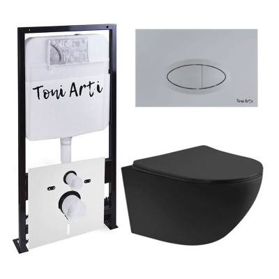 Комплект TONI ARTI TA-01 + Russi с сиденьем с микролифтом, черный, с клавишей Freto TA-0050