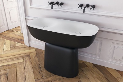 Отдельностоящая раковина MILO BASIN DOUBLE черная с двумя полотенцедержателями (Выставочный экземпляр!)