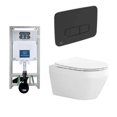 Инсталляция Ideal Standard ProSys Eco Frame 2.0 RU и Унитаз безободковый Aquatek ЛЕЯ AQ1199-00 49см