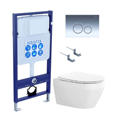 Комплект Aquatek Лея SET AQUATEK ЛЕЯ cm-018 4в1 кнопка хром глянцевый