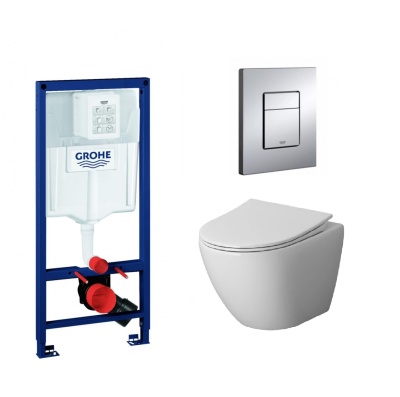 Комплект инсталляция GROHE Rapid 38772001 с унитазом Niagara Vista NG-9301, безободковый, с сиденьем микролифт