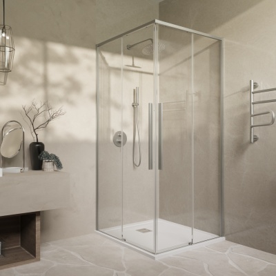 Душевой уголок Slim-N VSS-4SN900CLBN, 900*900, брашированный никель, стекло прозрачное