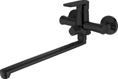 F6125183BM-02L-RUS Смеситель для ванны c длинным изливом Bravat Opal Black,черный (267273)