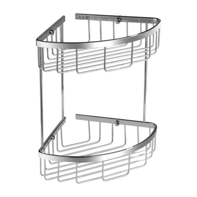 Полка-корзинка для душа угловая двойная 20,5х20,5 см OMNIRES (хром)