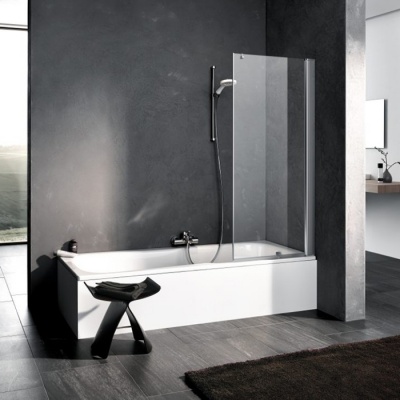 Kermi Pega Штора на ванну PE DFR 750x1500, глянцевое серебро, прозрачное стекло с Kermiclean