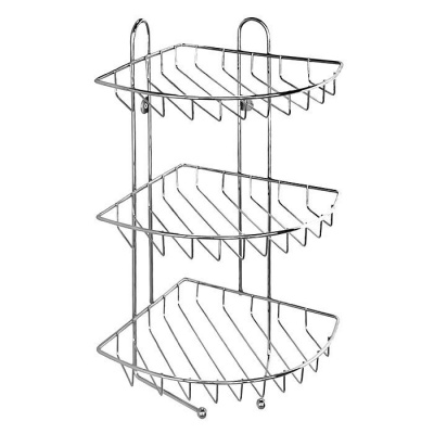Полка трехъярусная угловая с крючками, проволока стальная, 10, Milardo, 110WC30M44
