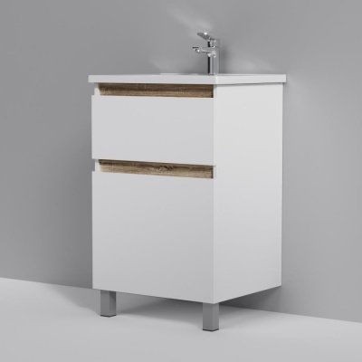 База с раковиной AM-PM X-Joy, напольная, 55 см, 2 ящика, белый глянец M85A-FSX0552-WC0552WG