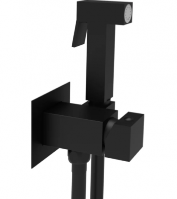 Гигиенический душ Paffoni Tweet Square ZDUP112NO со смесителем, С ВНУТРЕННЕЙ ЧАСТЬЮ