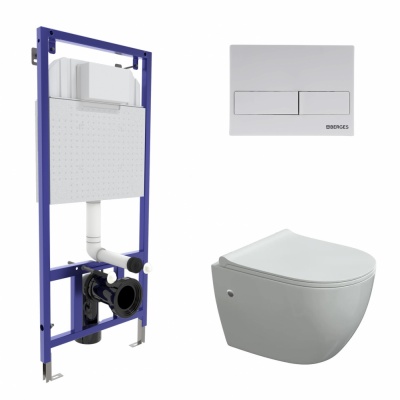 Инсталляция Berges Novum 525, кнопка L4 Soft Touch белая, с унитазом Okus, сиденье Toma Slim SO микролифт, комплект, 043277