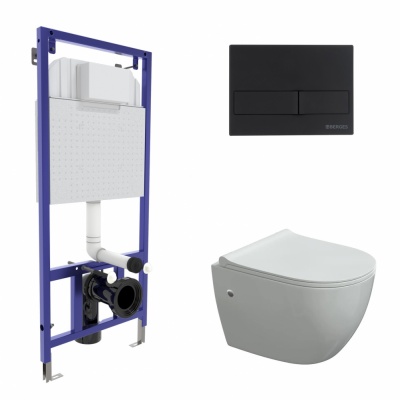 Инсталляция Berges Novum 525, кнопка L5 Soft Touch черная, с унитазом Okus, сиденье Toma Slim SO микролифт, комплект, 043280