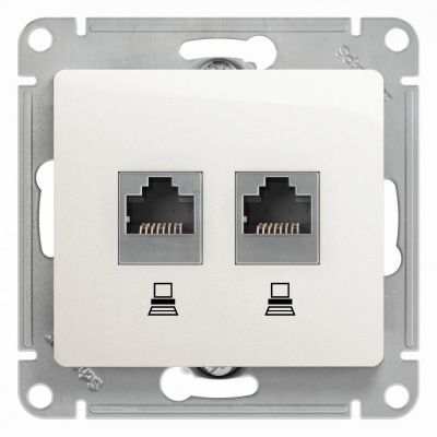 SE Glossa Перламутр Розетка 2-ая компьютерная RJ45+RJ45, кат.5E