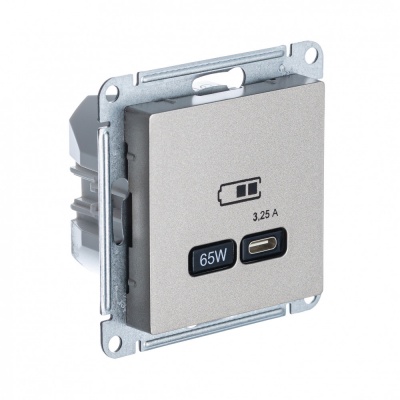 SE AtlasDesign Шампань USB Розетка тип-C 65W высокоскор.заряд. QC, PD, мех.